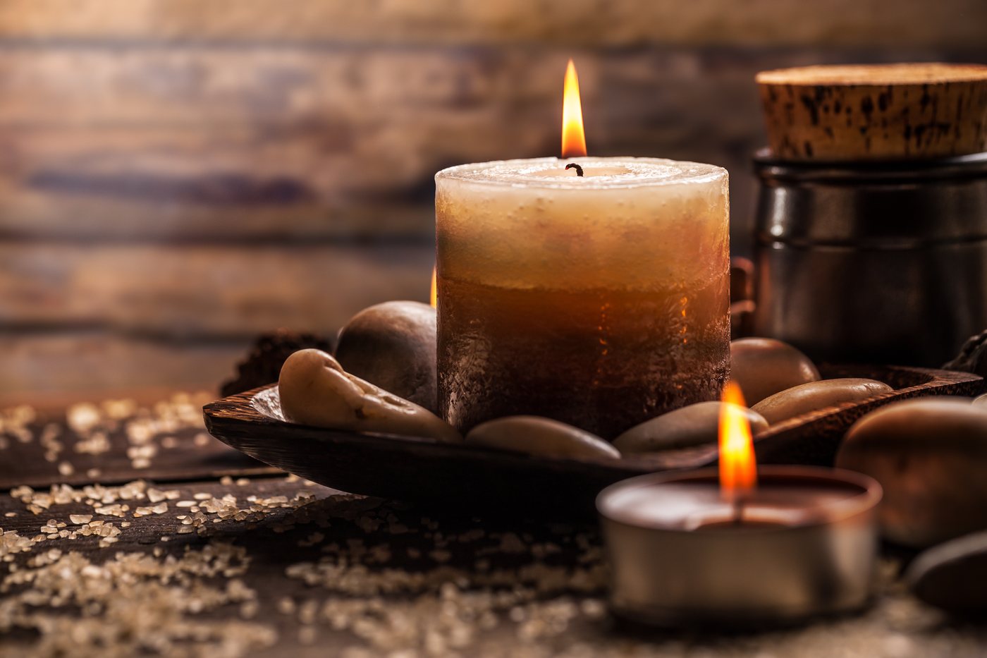 Warm candlelight and Ayurvedic herbs prepared for a Svedana herbal steam therapy
